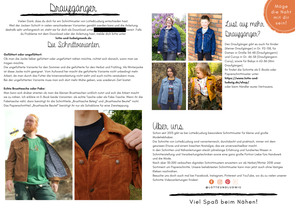 Preview: Papierschnittmuster Männer Jeansjacke Draufgänger Gr. 44-58